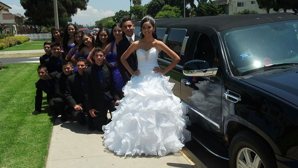 Latina on her 15th birthday with limo service transportation by A Plus Limos