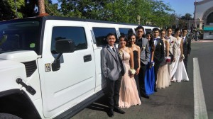 High school graduates with Hummer Limo
