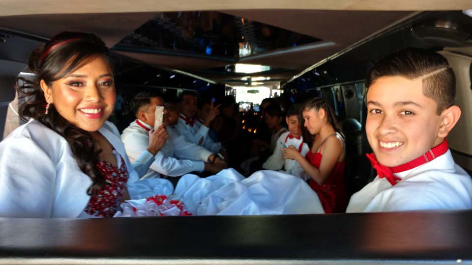 teenagers inside the hummer limo