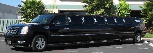 blacke 18 Passenger Escalade Limo left front side