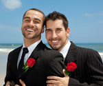 two gay men celebrating their wedding day