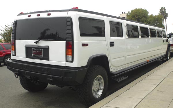 white hummer limo right rear view