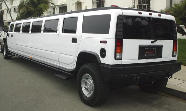 white hummer limo left rear view