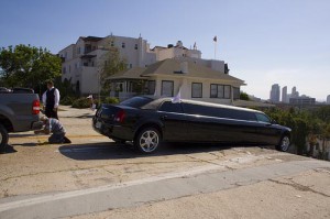 Limo stuck on B street San Diego