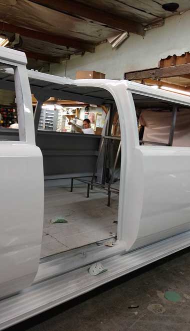 2017 Cadillac Escalade limousine gull wing door being built