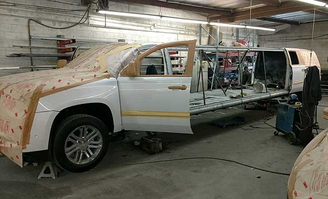 2017 Cadillac Escalade limousine being built