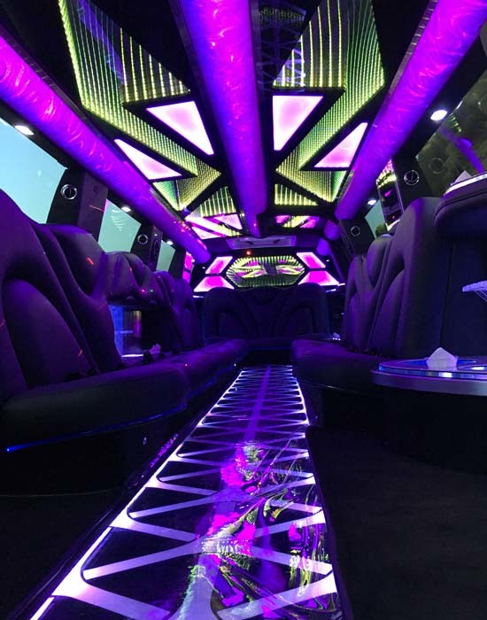 Interior of a Cadillac Escalade Limo for rent