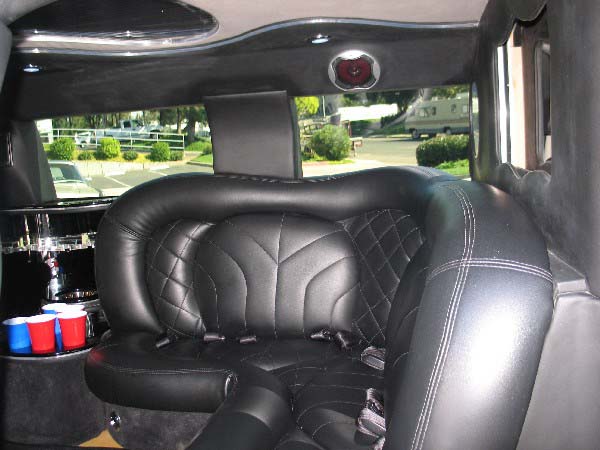 vip seating area inside escalade limo