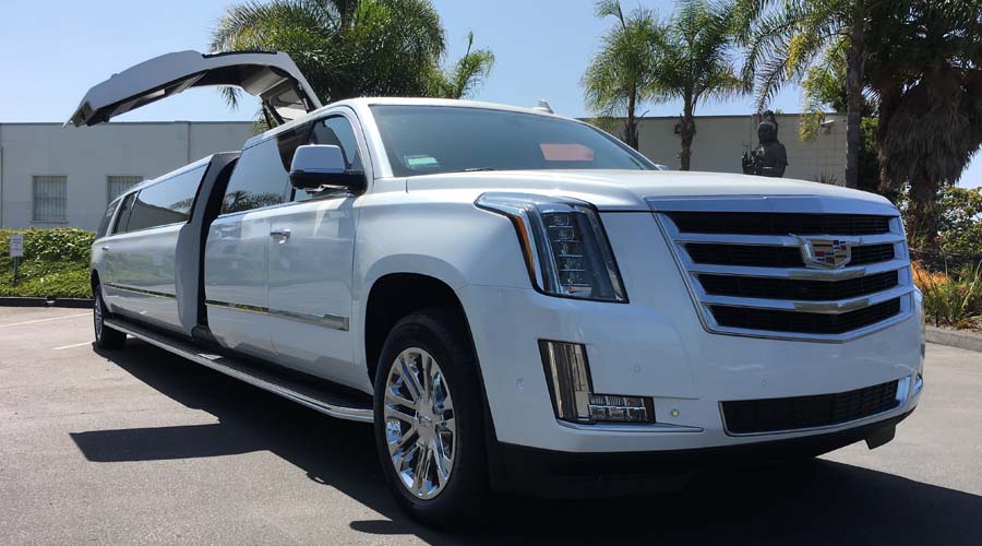 white limo in San Diego with gull wing door