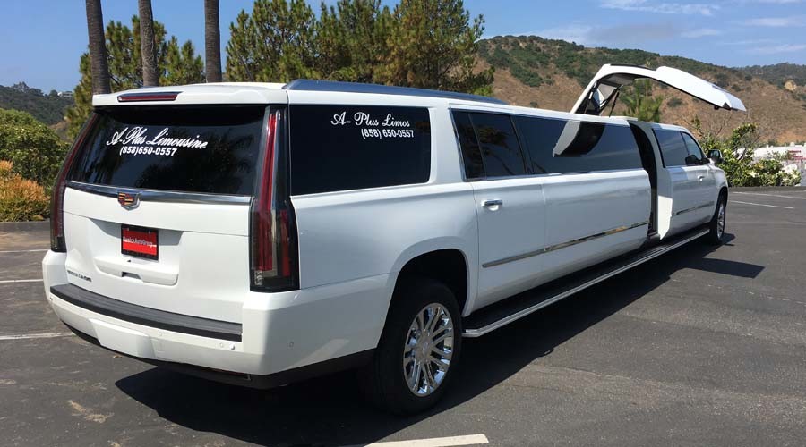 white cadillac escalade limousine