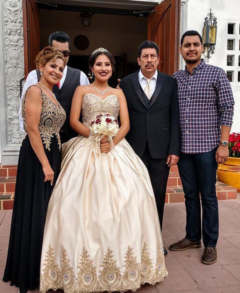 15 year old latina celebrating her quince at our lady of guadalupe catholic church in san diego