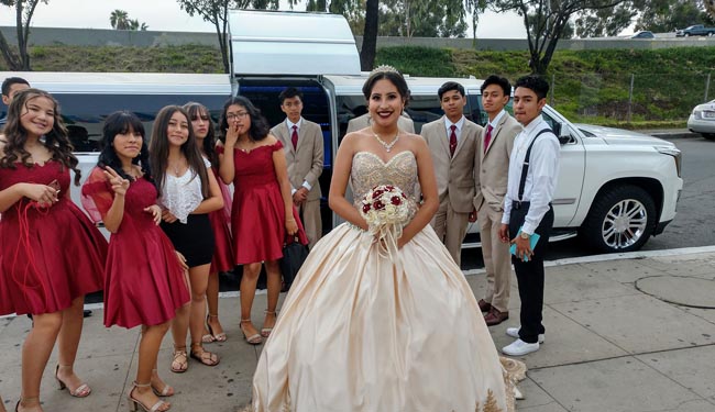young latina on at her quince in San Diego, California USA