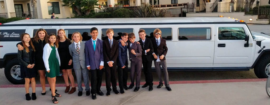 National League of Junior Cotillions San Diego Chapter graduating class 2020 with hummer limousine